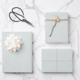 Minimalist White Light Sage Solid Color Green Wrapping Paper Sheets