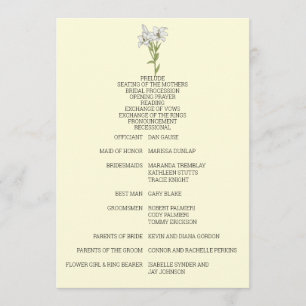 Minimalist White Lily Wedding Program