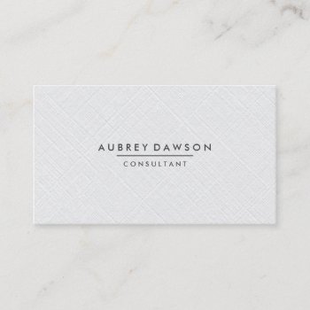 Minimalist White Linen Faux Business Card by lovely_businesscards at Zazzle