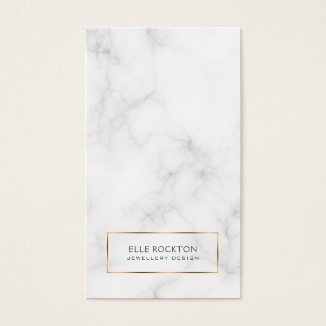 Minimalist White Marble Gold Display Card (Front)