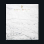 Minimalist White Marble Gold Monogram Notepad<br><div class="desc">Coordinates with the Minimalist White Marble Gold Monogram Business Card Template by 1201AM. A white marble backdrop sets a beautiful tone on this personalized notepad. Your initial and name or business name are elegantly styled in matte gold for a monogrammed logo effect. © 1201AM CREATIVE</div>