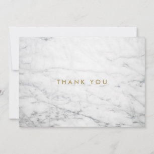 Minimalist White Marble Gold Monogram Thank You Note Card