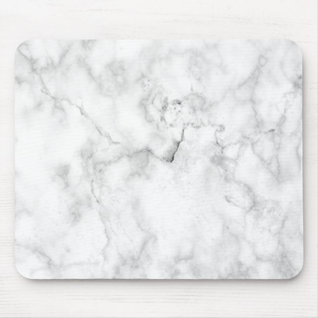 Minimalist White Marble Mousepad (Front)