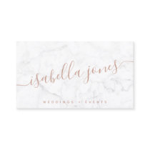 Minimalist white marble rose gold signature script business card Minimalist white marble rose gold signature script business card