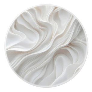 Minimalist White Marble Wave Ceramic Drawer Pull