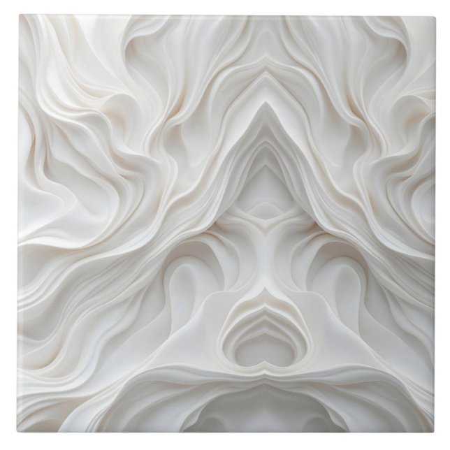 Minimalist White Marble Wave Ceramic Tile Elegant (Front)