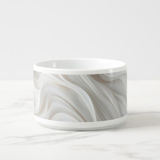 Minimalist White Marble Wave – Elegant Modern  Bowl (Center)