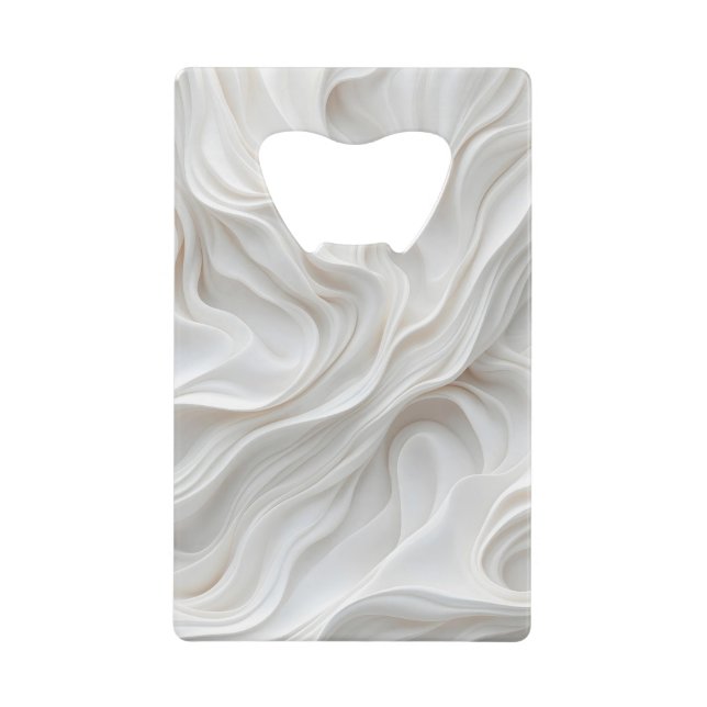 Minimalist White Marble Wave Elegant Modern Credit Card Bottle Opener (Front)