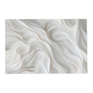 Minimalist White Marble Wave Laminated Placemat 