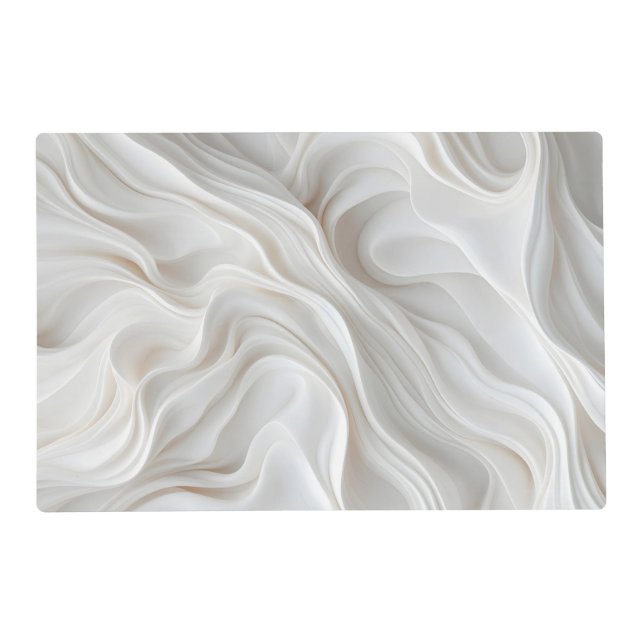 Minimalist White Marble Wave Laminated Placemat  (Front)