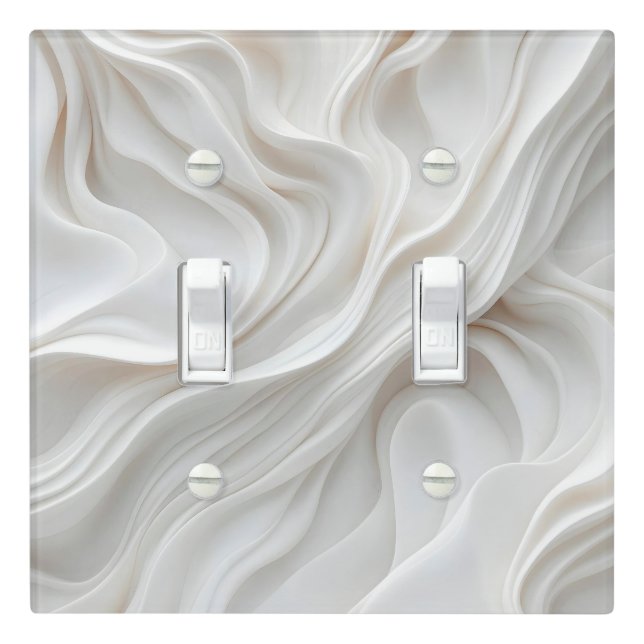 Minimalist White Marble Wave Light Switch Cover (In Situ)