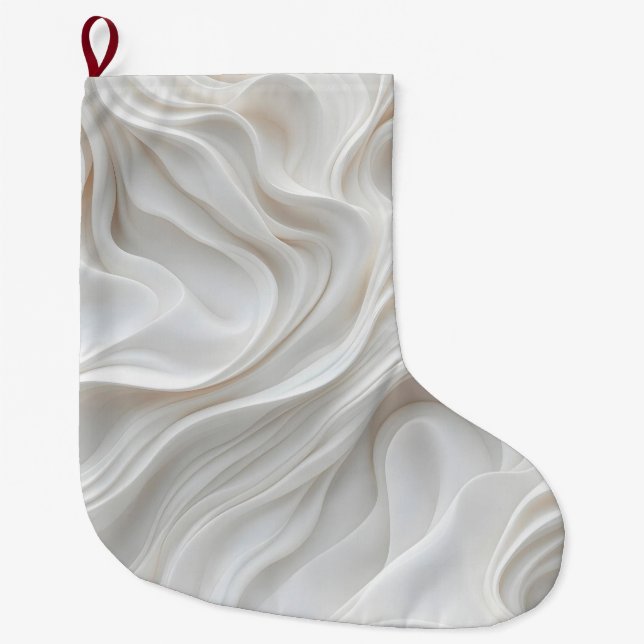Minimalist White Marble Wave Modern Marble Large Christmas Stocking (Front)