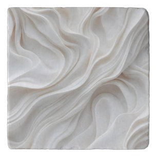Minimalist White Marble Wave Modern Trivet Elegant
