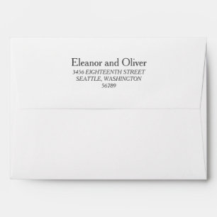 Minimalist White Matching Wedding Return Address Envelope