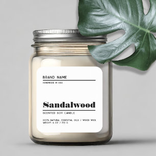 Minimalist white modern candle product label