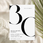 Minimalist White Modern Chic 30th Birthday Invitation<br><div class="desc">Minimalist White Modern Chic 30th Birthday Invitation</div>