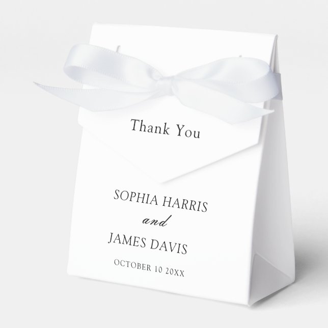 Minimalist White Modern Elegant Wedding  Favor Boxes (Front Side)