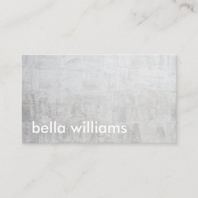 Minimalist white modern light gray cement concrete business card (Front)