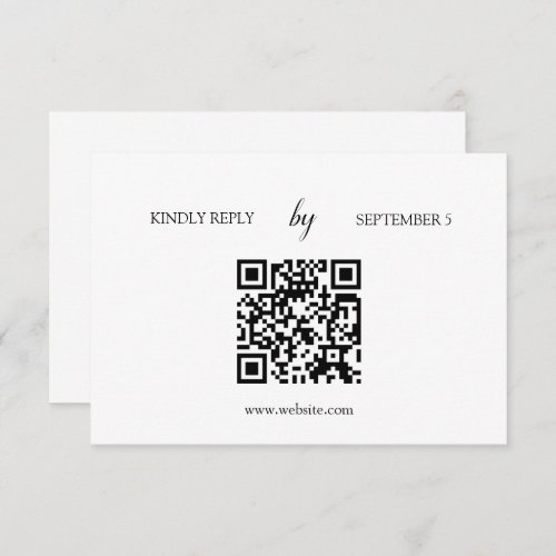 Minimalist White Modern QR Code Wedding RSVP Card