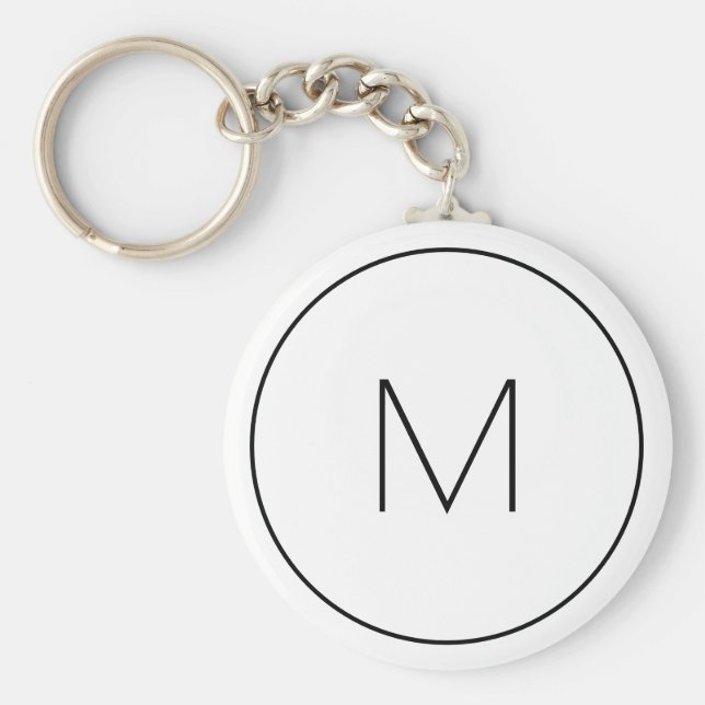 Minimalist White Monogram Simple Single Letter Keychain (Front)