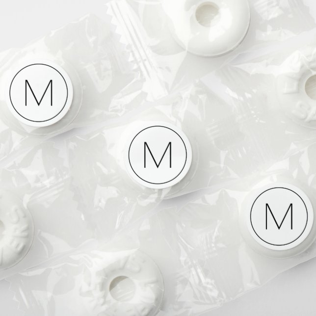 Minimalist White Monogram Simple Single Letter Life Saver® Mints (Assorted)