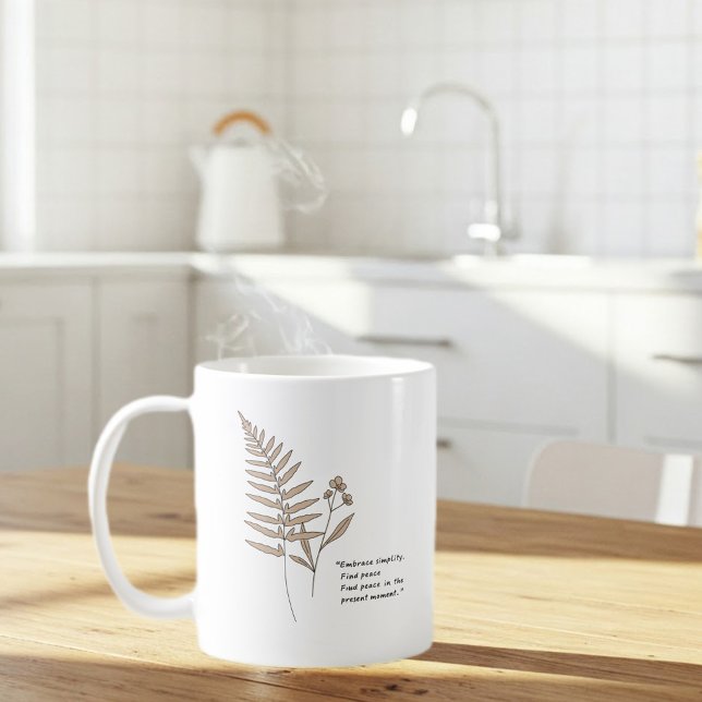 Minimalist White mug with Peace Quote – Elegant  (Creator Uploaded)