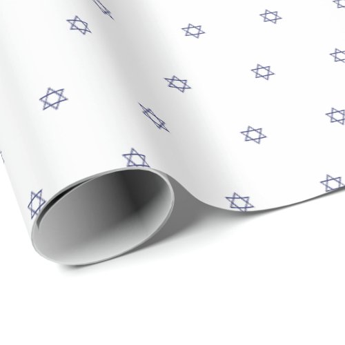 Minimalist white navy blue Star of David elegant Wrapping Paper
