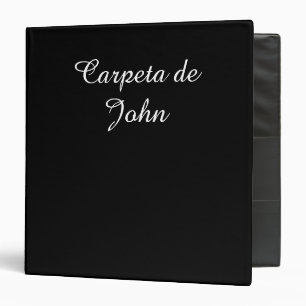 Minimalist White on Black Notas Spanish Carpeta 3 Ring Binder