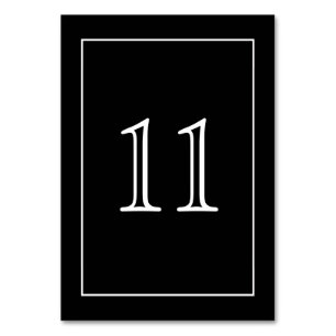 Minimalist White on Black Vertical Table Number