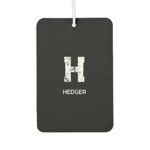 MINIMALIST WHITE ONE LETTER MONOGRAM NAME BLACK AIR FRESHENER