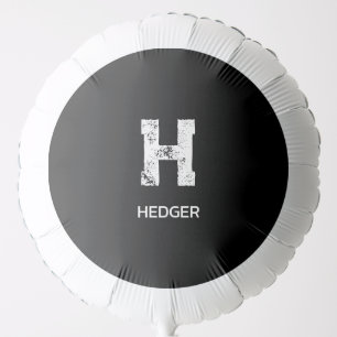 MINIMALIST WHITE ONE LETTER MONOGRAM NAME BLACK BALLOON