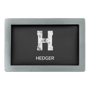 MINIMALIST WHITE ONE LETTER MONOGRAM NAME BLACK BELT BUCKLE