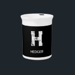 MINIMALIST WHITE ONE LETTER MONOGRAM NAME BLACK BEVERAGE PITCHER<br><div class="desc">THIS IS A SIMPLE,  ONE LETTER MONOGRAM DESIGN,  SUITABLE FOR EVERYONE.YOU CAN CHANGE,  RESIZE OR ADD TEXT AND COLOURS THE WAY YOU LIKE.THANK YOU.</div>