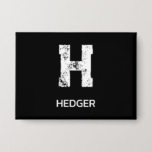 MINIMALIST WHITE ONE LETTER MONOGRAM NAME BLACK BUTTON