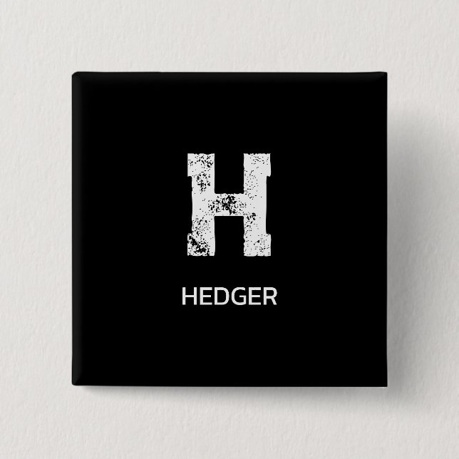 MINIMALIST WHITE ONE LETTER MONOGRAM NAME BLACK BUTTON (Front)