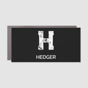 MINIMALIST WHITE ONE LETTER MONOGRAM NAME BLACK  CAR MAGNET