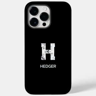 MINIMALIST WHITE ONE LETTER MONOGRAM NAME BLACK Case-Mate iPhone 14 PRO MAX CASE