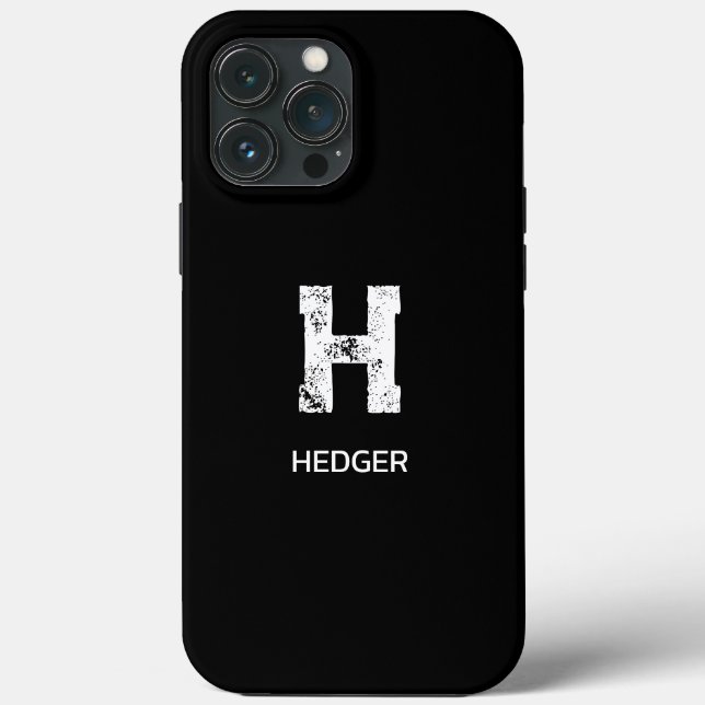 MINIMALIST WHITE ONE LETTER MONOGRAM NAME BLACK Case-Mate iPhone CASE (Back)