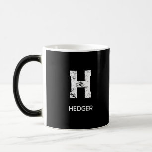 MINIMALIST WHITE ONE LETTER MONOGRAM NAME BLACK COLOR MORPH MUG 