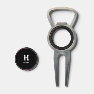 MINIMALIST WHITE ONE LETTER MONOGRAM NAME BLACK DIVOT TOOL
