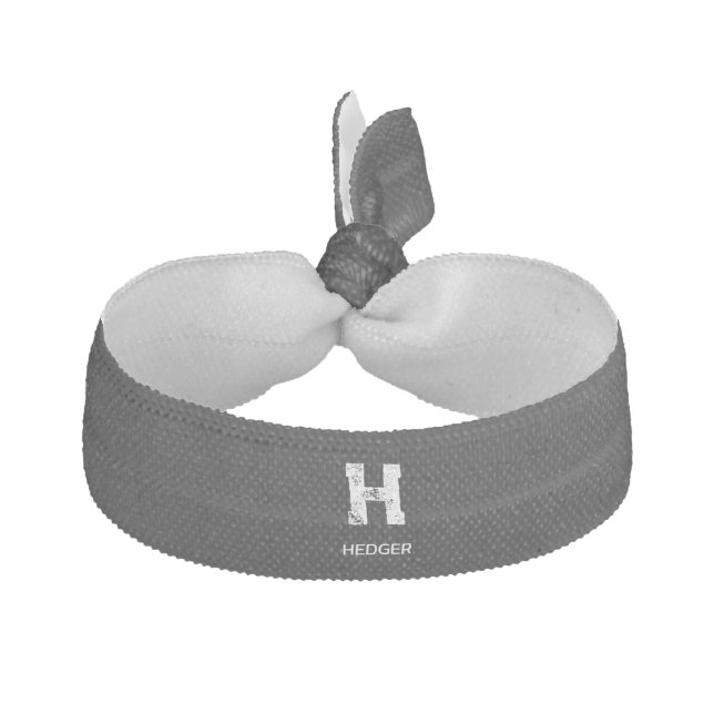 MINIMALIST WHITE ONE LETTER MONOGRAM NAME BLACK  ELASTIC HAIR TIE (Front)
