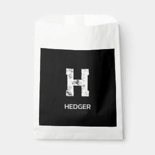 MINIMALIST WHITE ONE LETTER MONOGRAM NAME BLACK FAVOR BAG