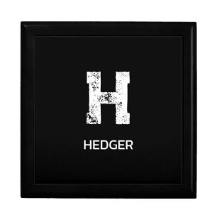 MINIMALIST WHITE ONE LETTER MONOGRAM NAME BLACK GIFT BOX