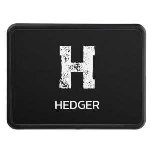 MINIMALIST WHITE ONE LETTER MONOGRAM NAME BLACK HITCH COVER