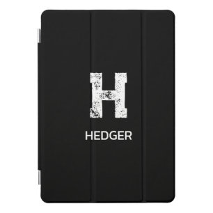 MINIMALIST WHITE ONE LETTER MONOGRAM NAME BLACK  iPad PRO COVER