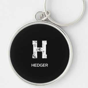 MINIMALIST WHITE ONE LETTER MONOGRAM NAME BLACK KEYCHAIN