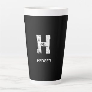 MINIMALIST WHITE ONE LETTER MONOGRAM NAME BLACK LATTE MUG