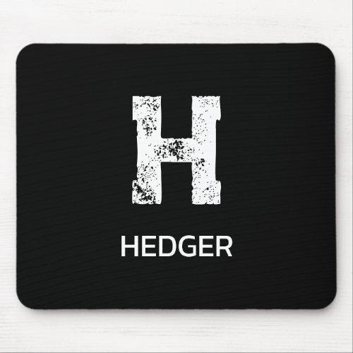 MINIMALIST WHITE ONE LETTER MONOGRAM NAME BLACK  MOUSE PAD
