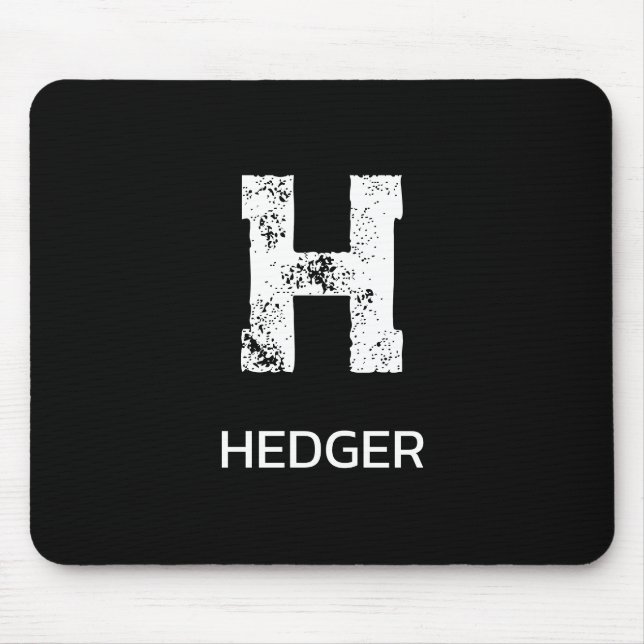 MINIMALIST WHITE ONE LETTER MONOGRAM NAME BLACK  MOUSE PAD (Front)
