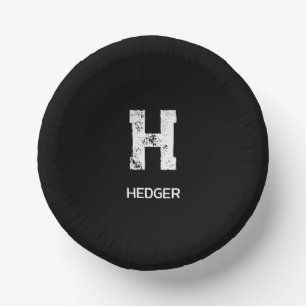 MINIMALIST WHITE ONE LETTER MONOGRAM NAME BLACK PAPER BOWLS